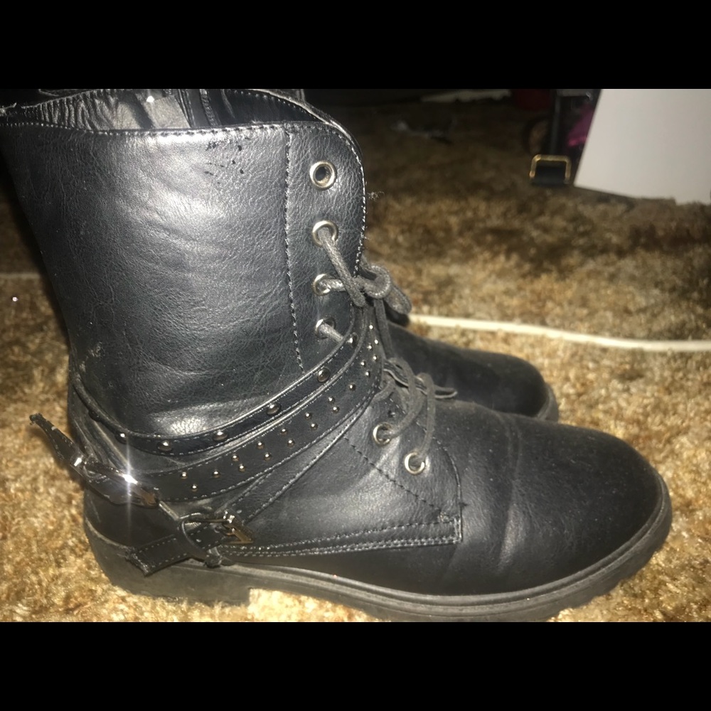 Black combat boots